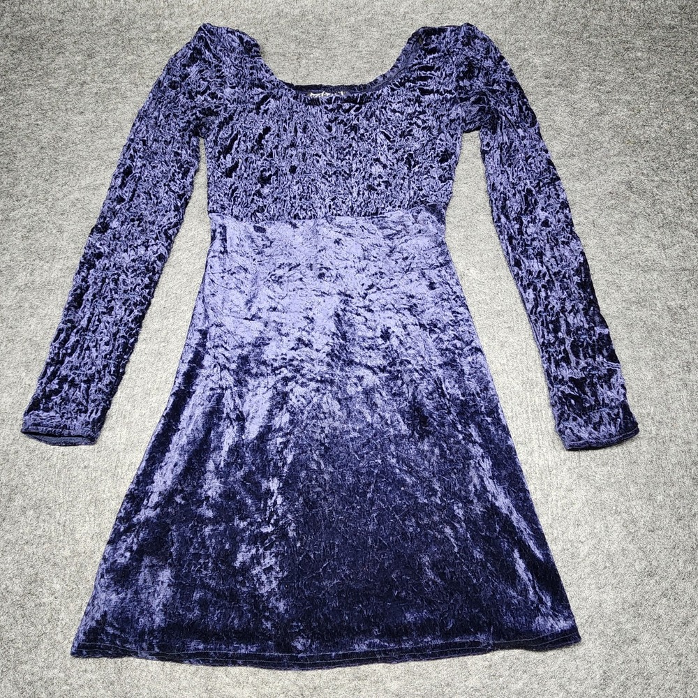 City Triangles Y2k Vintage Long Sleeve Velvet Dress Goth Whimsical Witch Small